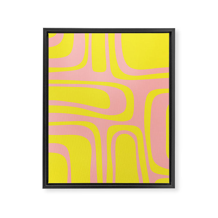 Pink and Yellow Abstract Mid Century Modern Palm Springs Pattern Framed Canvas Print Gallery Image 1