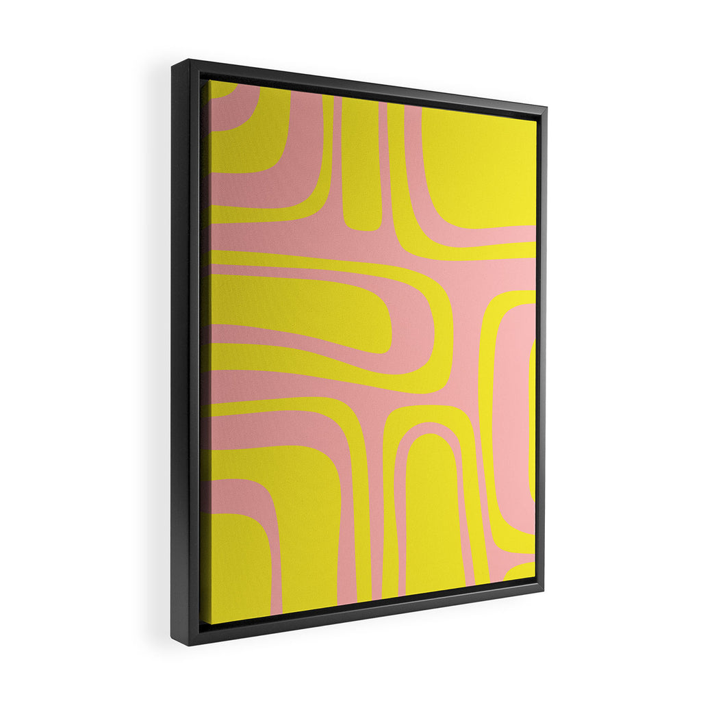 Pink and Yellow Abstract Mid Century Modern Palm Springs Pattern Framed Canvas Print Gallery Image 2
