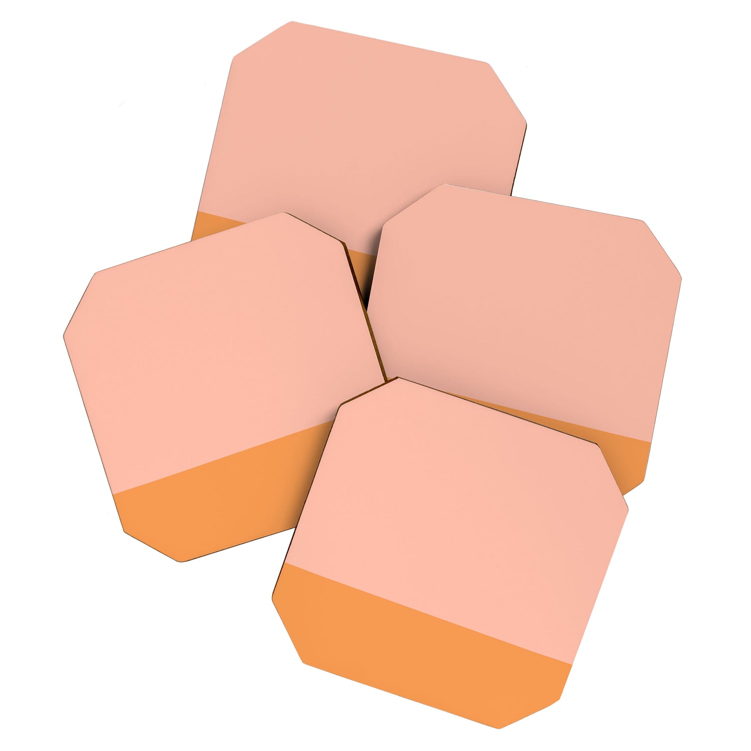 Pink Blush and Light Orange Minimalist Color Block Pattern Coaster Gallery Image 1