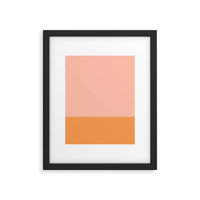 Pink Blush and Light Orange Minimalist Color Block Pattern Framed Art Print Gallery Image 6