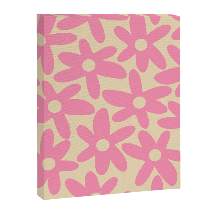 Pink Daisy Time Cute Contemporary Retro Floral Pattern Canvas Print Gallery Image 1