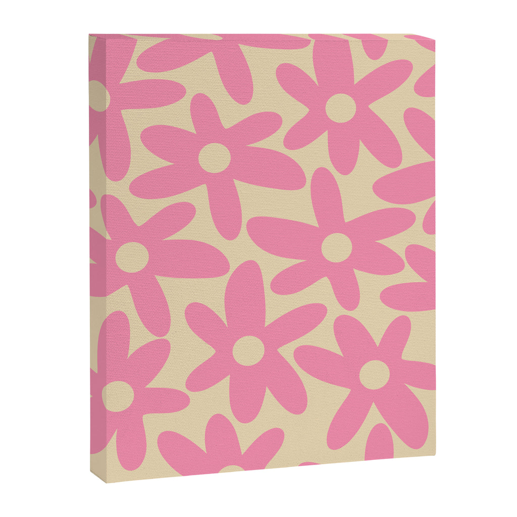 Pink Daisy Time Cute Contemporary Retro Floral Pattern Canvas Print Gallery Image 8