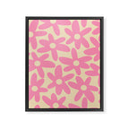 Pink Daisy Time Cute Contemporary Retro Floral Pattern Framed Canvas Print Gallery Image 8
