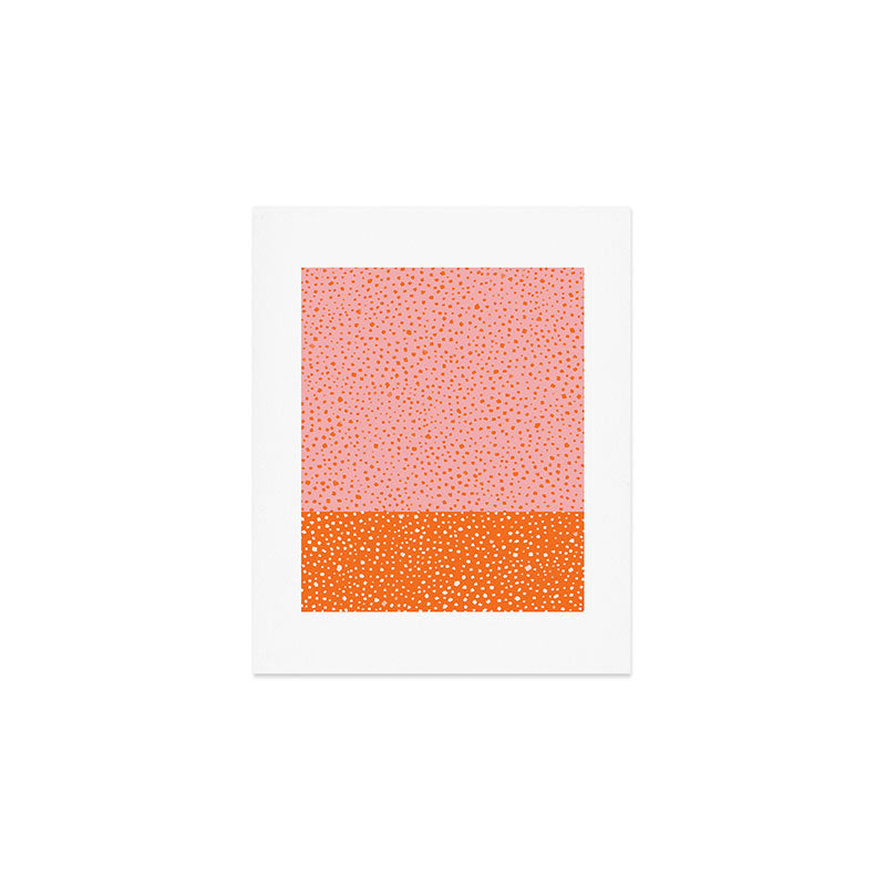 Pink & Orange Painted Smudge Dots Cute Minimal Color Block Art Print Gallery Image 1