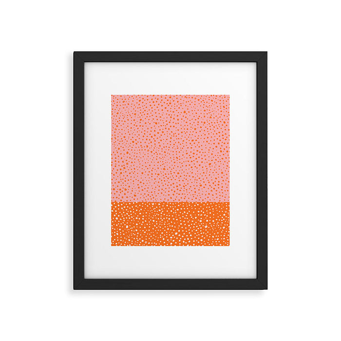 Pink & Orange Painted Smudge Dots Cute Minimal Color Block Framed Art Print Gallery Image 1