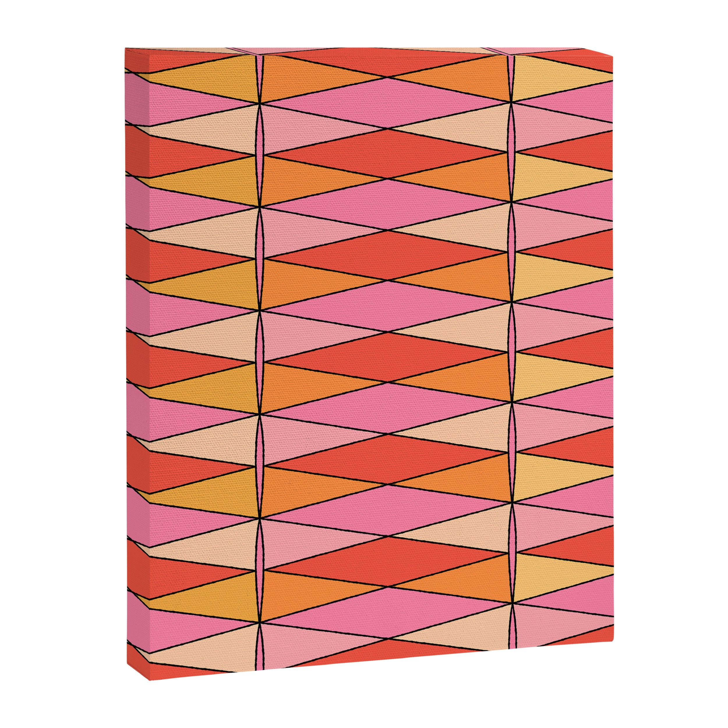 Pink Orange Yellow Harlequin Colorful Mid Century Geometric Pattern Canvas Print Gallery Image 8