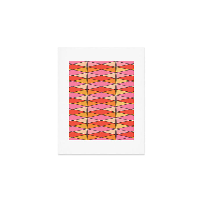 Pink Orange Yellow Harlequin Colorful Mid Century Geometric Pattern Art Print Gallery Image 1
