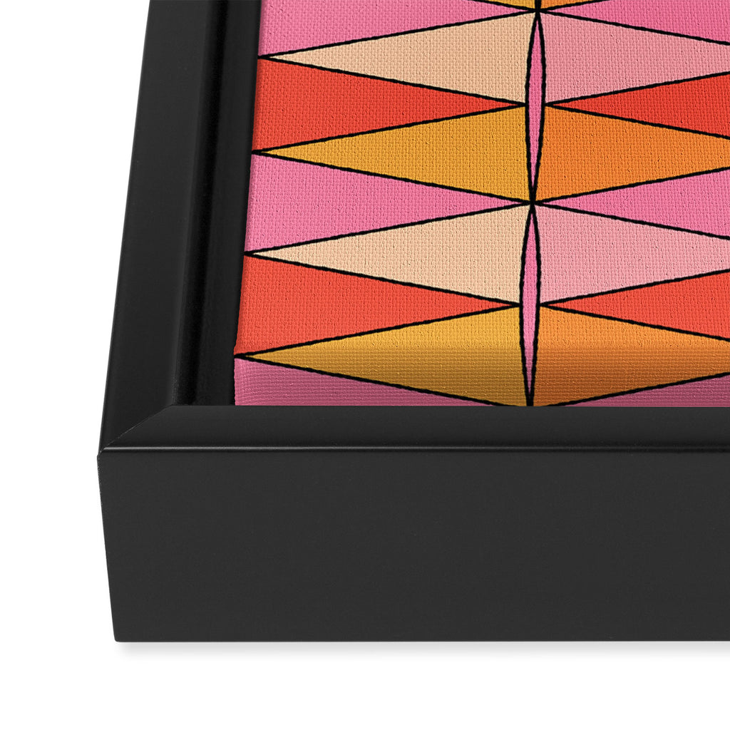 Pink Orange Yellow Harlequin Colorful Mid Century Geometric Pattern Framed Canvas Print Gallery Image 3
