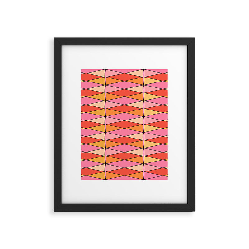 Pink Orange Yellow Harlequin Colorful Mid Century Geometric Pattern Framed Art Print Gallery Image 6