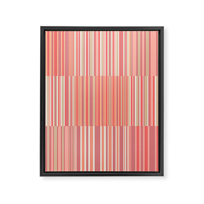 Pink Peach Stripe Patchwork Pastel Blush Pattern Framed Canvas Print Gallery Image 1