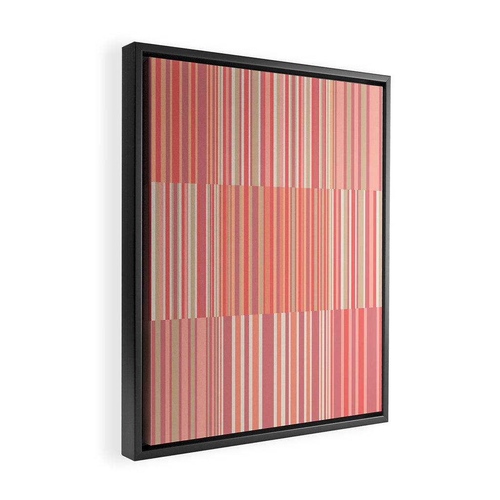 Pink Peach Stripe Patchwork Pastel Blush Pattern Framed Canvas Print Gallery Image 2