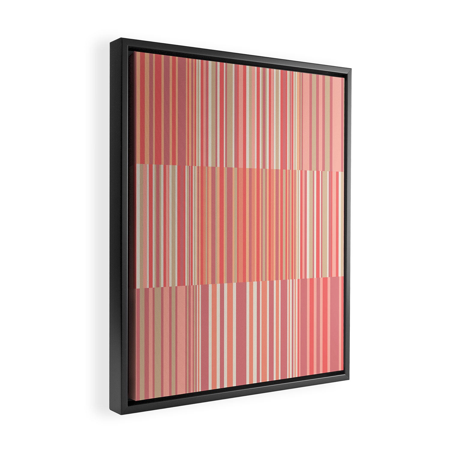 Pink Peach Stripe Patchwork Pastel Blush Pattern Framed Canvas Print Gallery Image 2