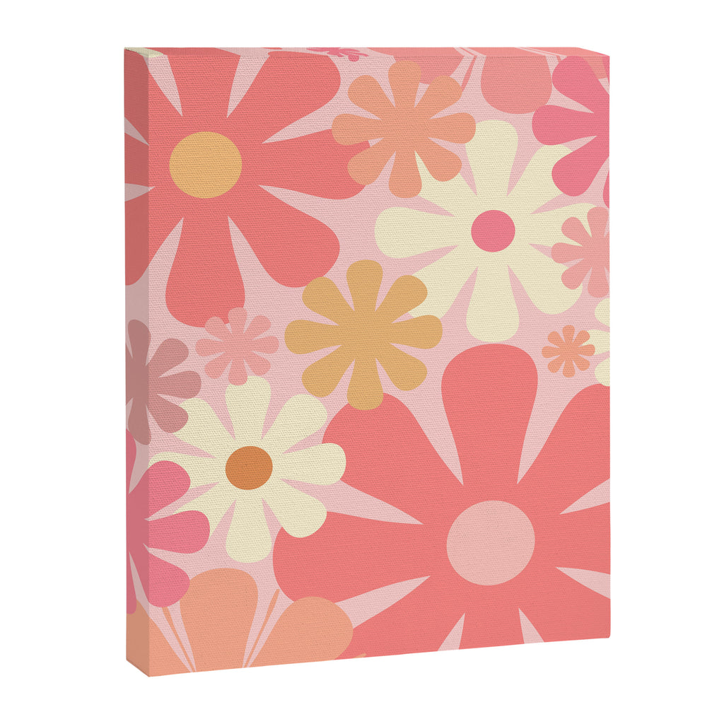 Pink Retro Flowers 60s 70s Floral Pattern in Blush Canvas Print Gallery Image 8