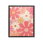 Pink Retro Flowers 60s 70s Floral Pattern in Blush Framed Canvas Print Gallery Image 8