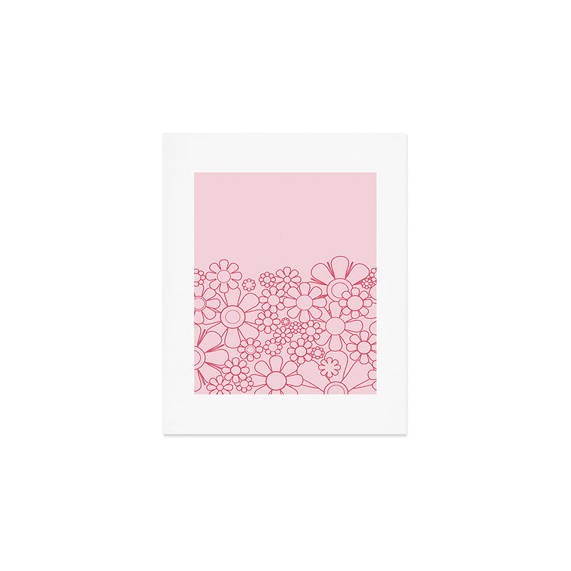 Pink Retro Garden Flower Cuff Minimal 60s Pastel Floral Art Print Gallery Image 1