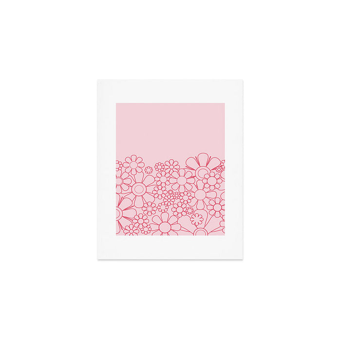Pink Retro Garden Flower Cuff Minimal 60s Pastel Floral Art Print Gallery Image 1