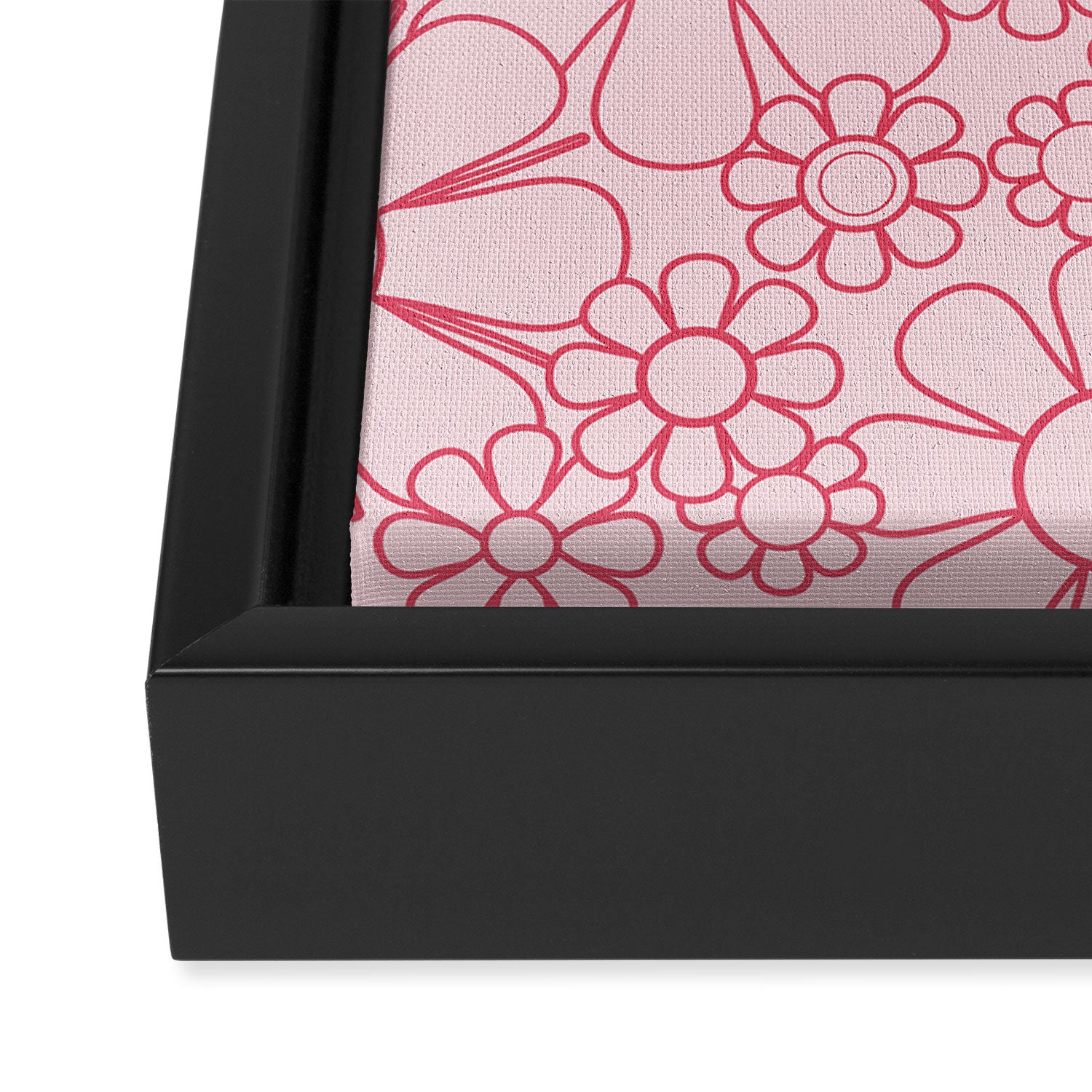 Pink Retro Garden Flower Cuff Minimal 60s Pastel Floral Framed Canvas Print Gallery Image 3