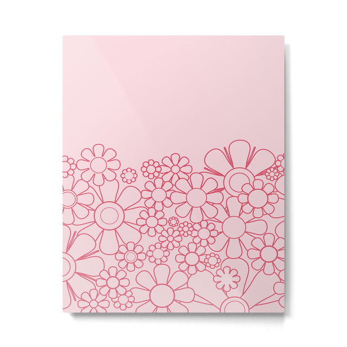 Pink Retro Garden Flower Cuff Minimal 60s Pastel Floral Metal Print Gallery Image 1