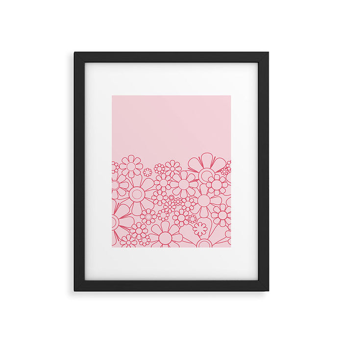 Pink Retro Garden Flower Cuff Minimal 60s Pastel Floral Framed Art Print Gallery Image 1
