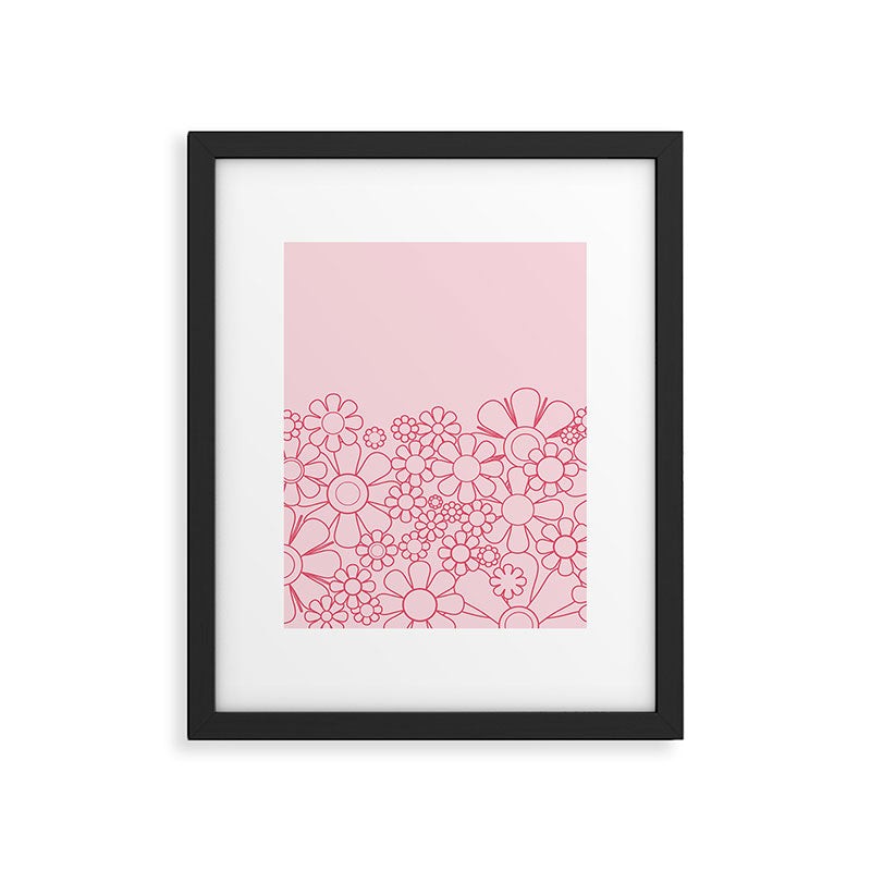 Pink Retro Garden Flower Cuff Minimal 60s Pastel Floral Framed Art Print Gallery Image 6