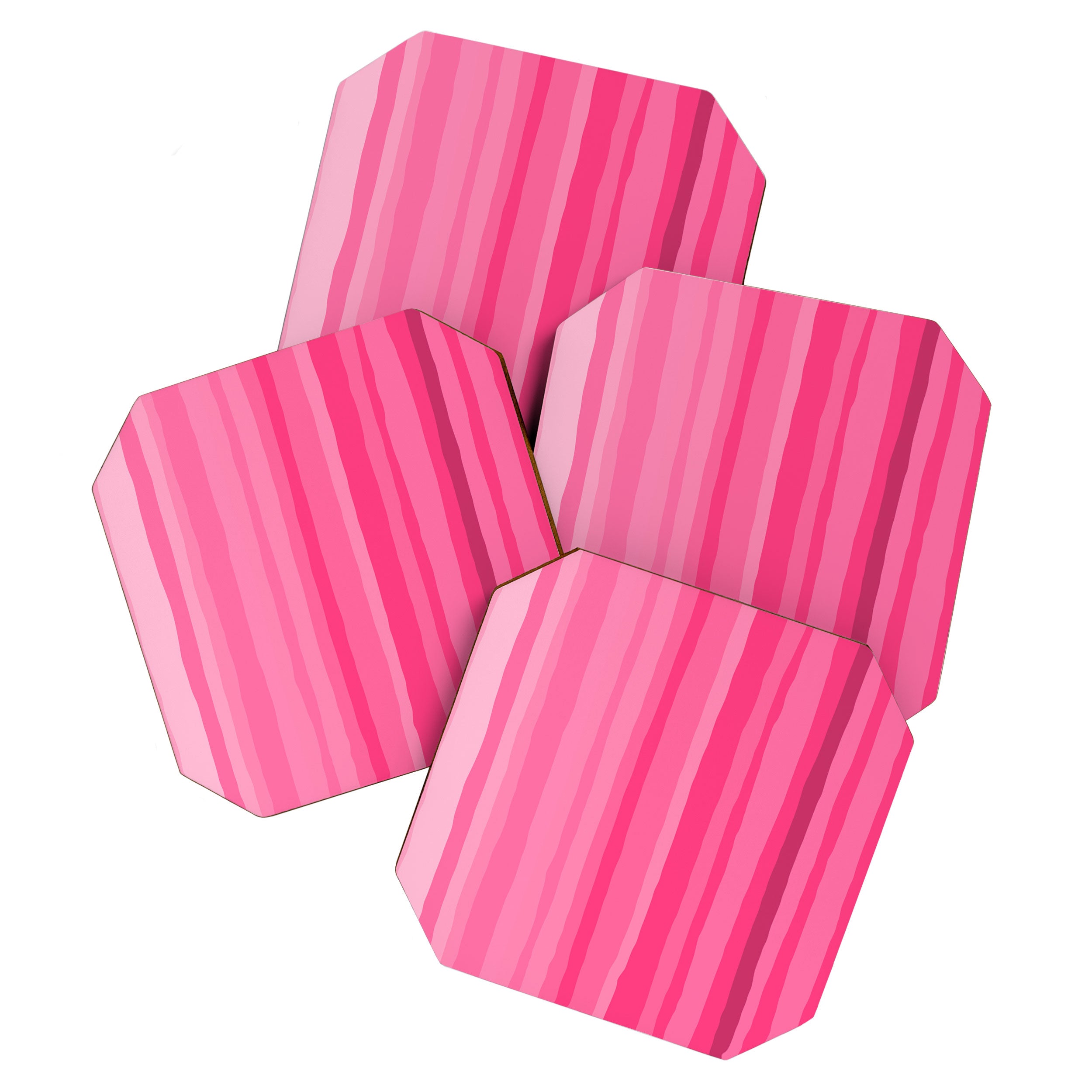 Pinkshades Serrate Stripes Irregular Vertical Stripe Pattern in Pink Tones Coaster Gallery Image 1