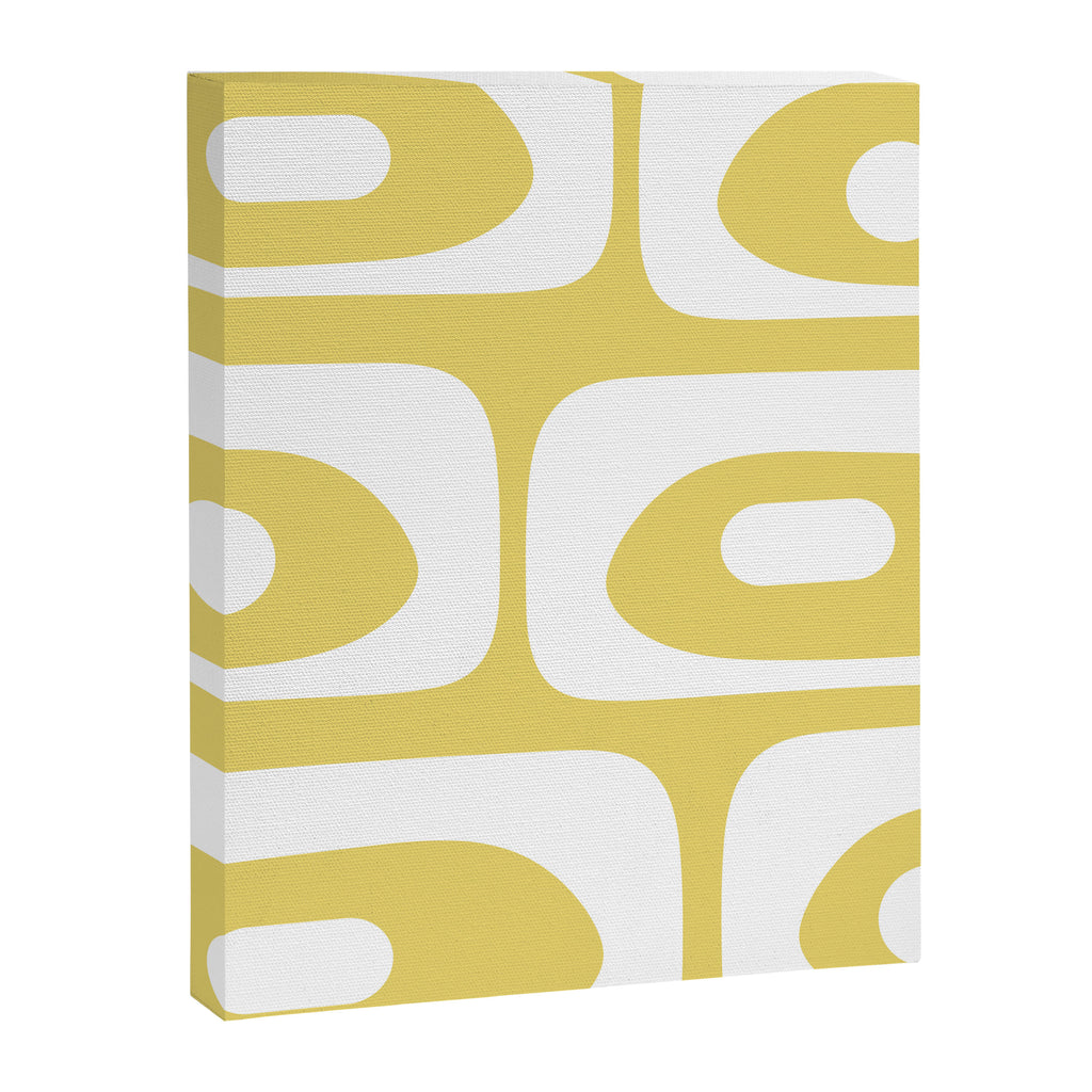Piquet Mid Century Modern Abstract Pattern in Retro Yellow and White Canvas Print Gallery Image 8
