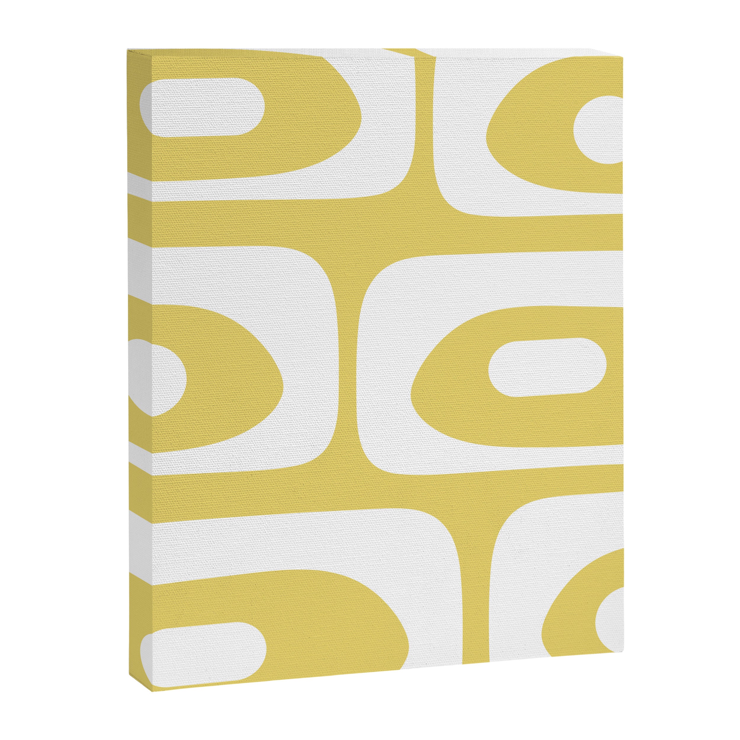 Piquet Mid Century Modern Abstract Pattern in Retro Yellow and White Canvas Print Gallery Image 8