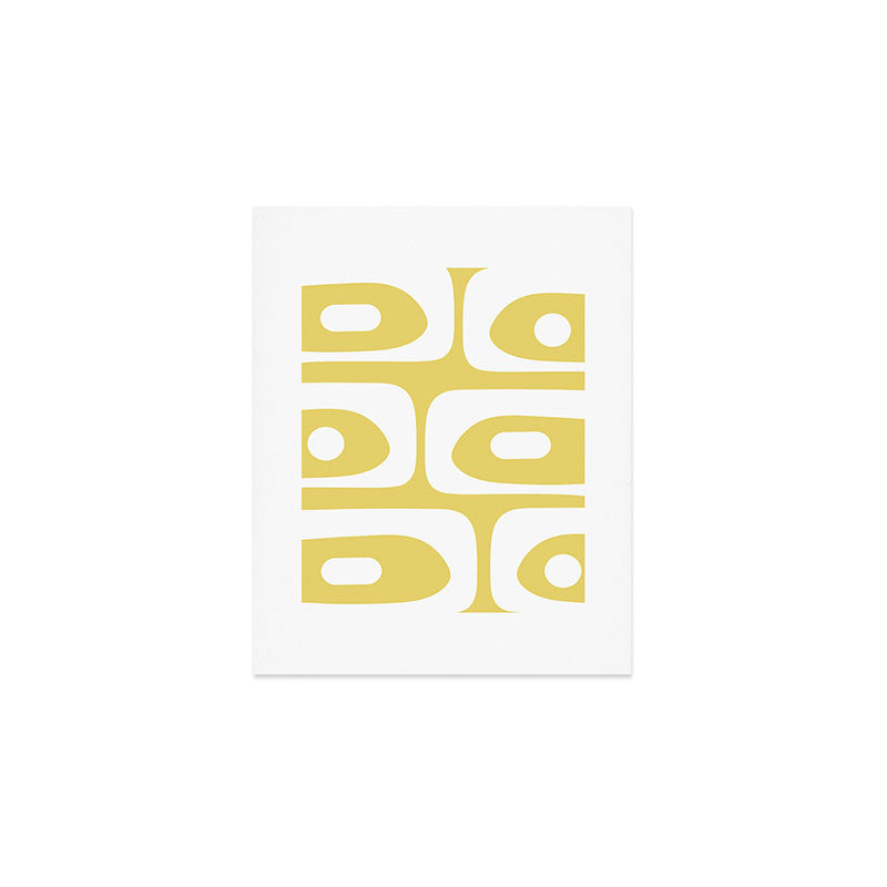 Piquet Mid Century Modern Abstract Pattern in Retro Yellow and White Art Print Gallery Image 1