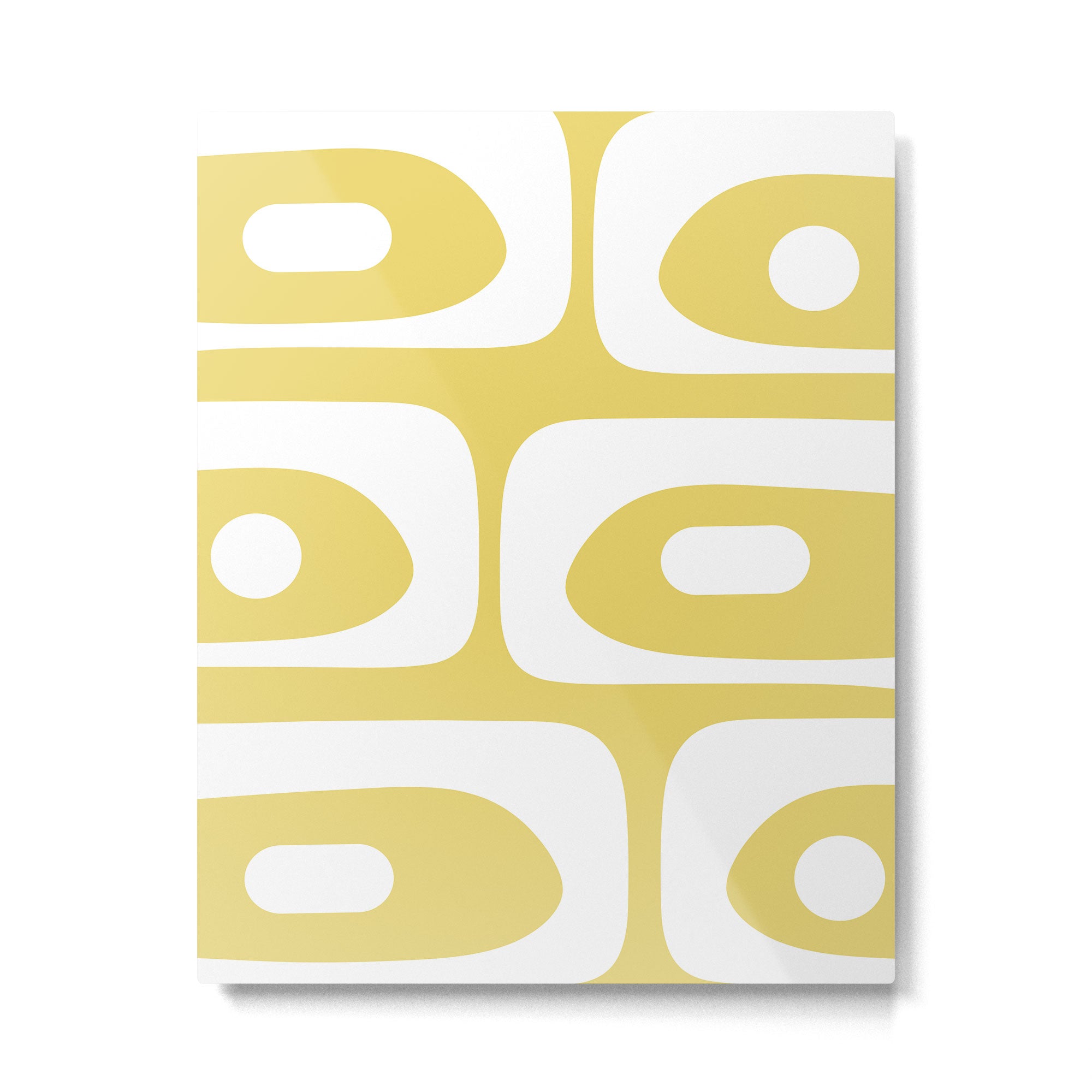 Piquet Mid Century Modern Abstract Pattern in Retro Yellow and White Metal Print Gallery Image 6
