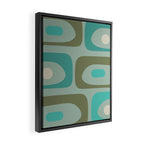 Piquet Mid Century Modern Abstract Pattern in Vintage Turquoise and Olive Framed Canvas Print Gallery Image 2