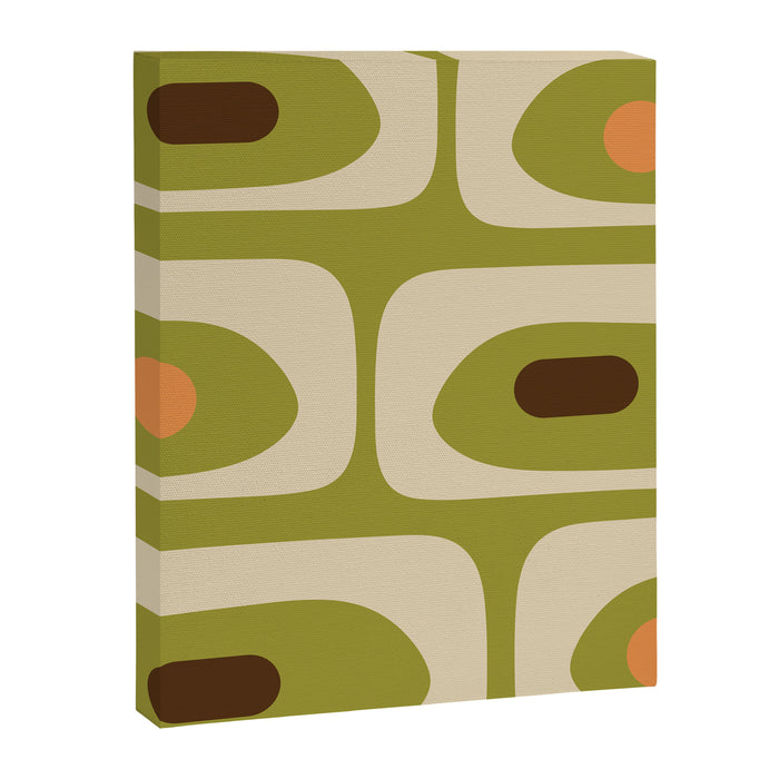 Piquet Mid Century Modern Pattern Avocado Green Orange Beige Canvas Print Gallery Image 1