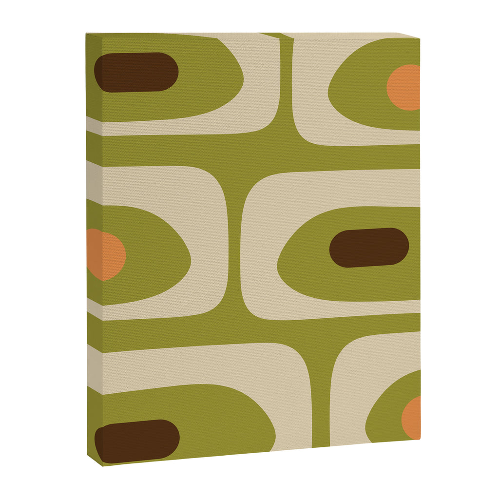 Piquet Mid Century Modern Pattern Avocado Green Orange Beige Canvas Print Gallery Image 8