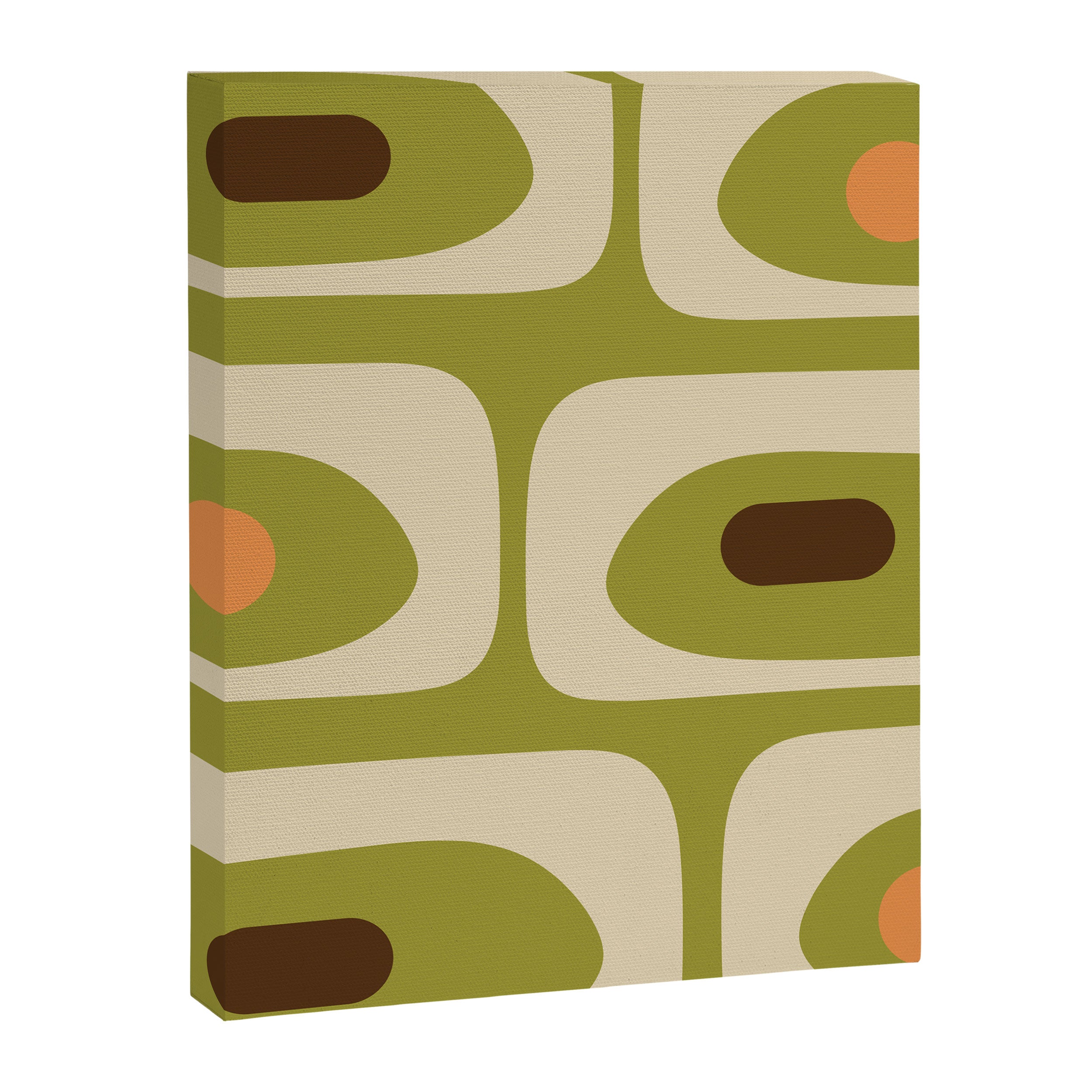 Piquet Mid Century Modern Pattern Avocado Green Orange Beige Canvas Print Gallery Image 8