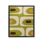 Piquet Mid Century Modern Pattern Avocado Green Orange Beige Framed Canvas Print Gallery Image 8