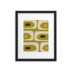 Piquet Mid Century Modern Pattern Avocado Green Orange Beige Framed Art Print Gallery Image 6