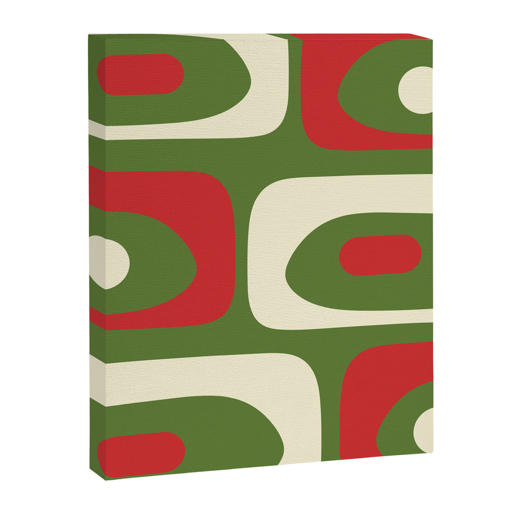 Piquet Mid-Century Modern Minimalist Abstract in Retro Christmas Green, Red, and Cream Canvas Print Gallery Image 8