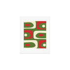 Piquet Mid-Century Modern Minimalist Abstract in Retro Christmas Green, Red, and Cream Art Print Gallery Image 1