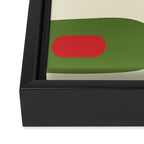 Piquet Mid-Century Modern Minimalist Abstract in Retro Christmas Green, Red, and Cream Framed Canvas Print Gallery Image 3