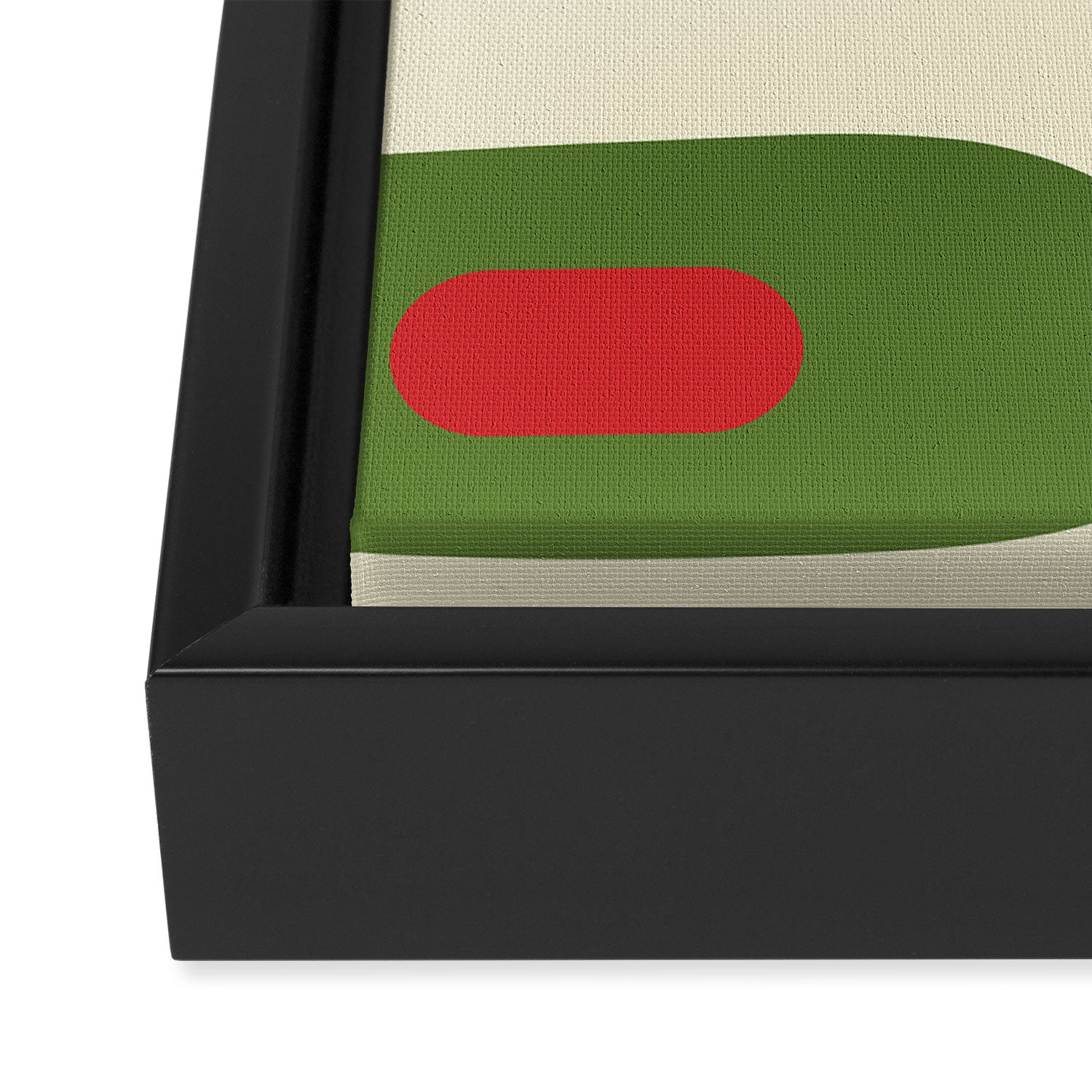 Piquet Mid-Century Modern Minimalist Abstract in Retro Christmas Green, Red, and Cream Framed Canvas Print Gallery Image 3