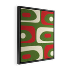 Piquet Mid-Century Modern Minimalist Abstract in Retro Christmas Green, Red, and Cream Framed Canvas Print Gallery Image 2