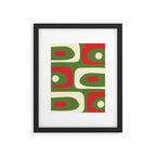 Piquet Mid-Century Modern Minimalist Abstract in Retro Christmas Green, Red, and Cream Framed Art Print Gallery Image 6