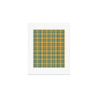 Plaid Pattern in Teal Green and Ochre Mustard Art Print Gallery Image 1