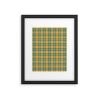 Plaid Pattern in Teal Green and Ochre Mustard Framed Art Print Gallery Image 6