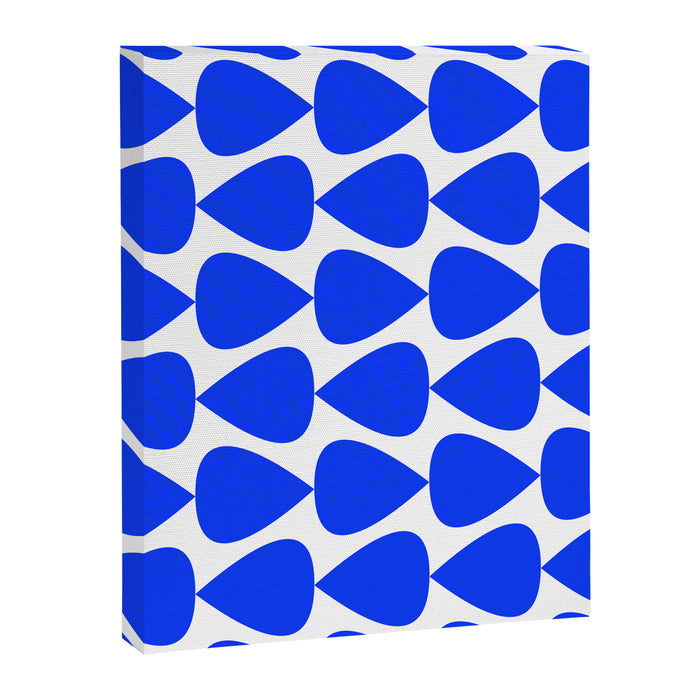 Plectrum Geometric Minimalist Pattern in Electric Blue and White Canvas Print Gallery Image 1