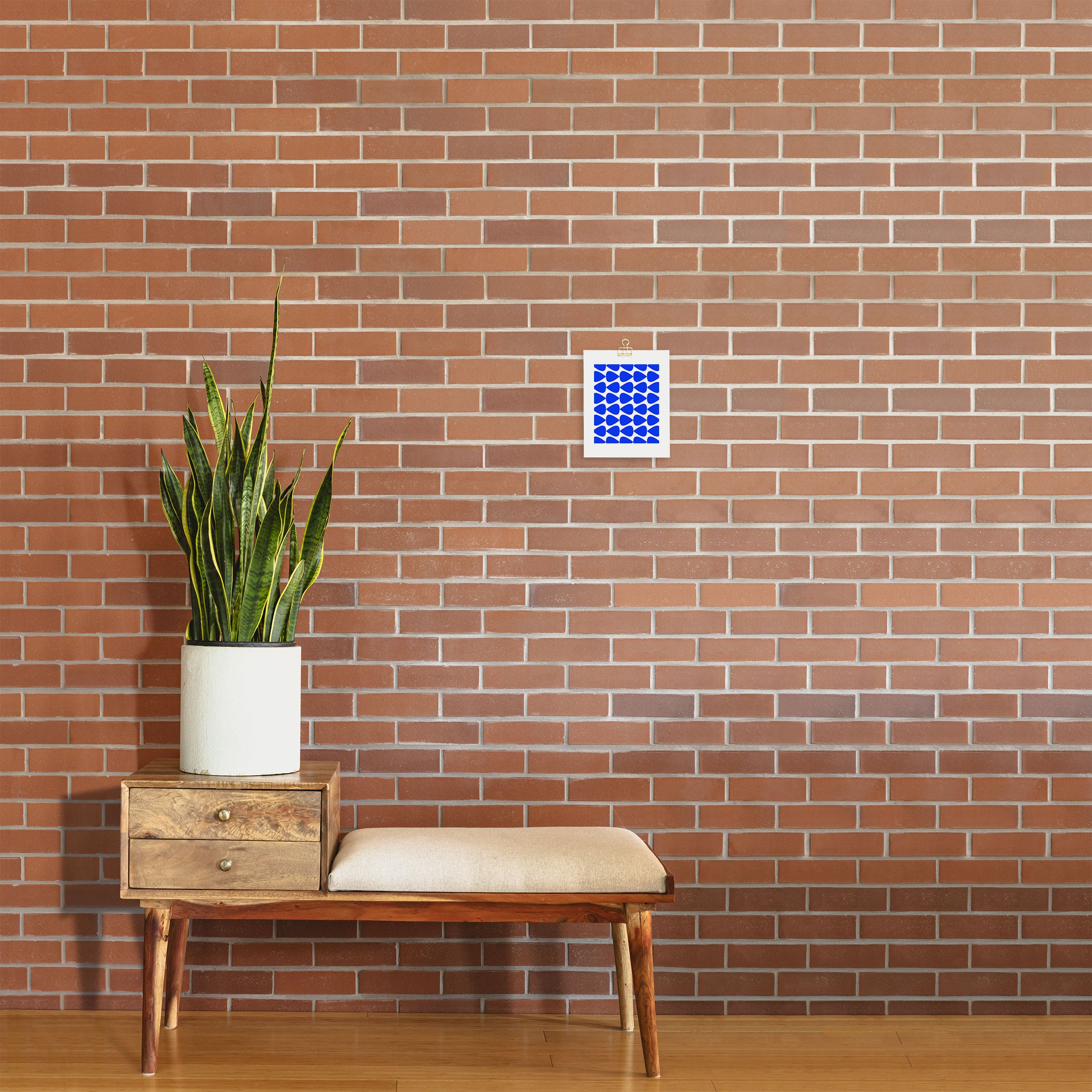 Plectrum Geometric Minimalist Pattern in Electric Blue and White Art Print Gallery Image 2