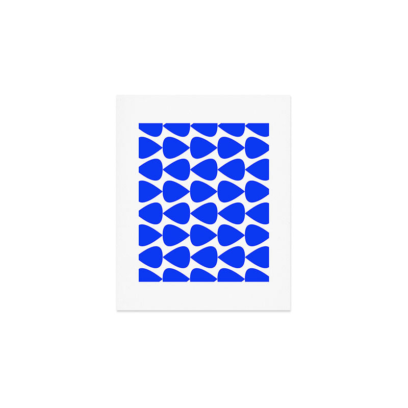 Plectrum Geometric Minimalist Pattern in Electric Blue and White Art Print Gallery Image 1