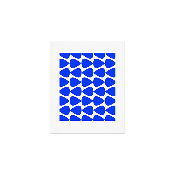 Plectrum Geometric Minimalist Pattern in Electric Blue and White Art Print Gallery Image 1
