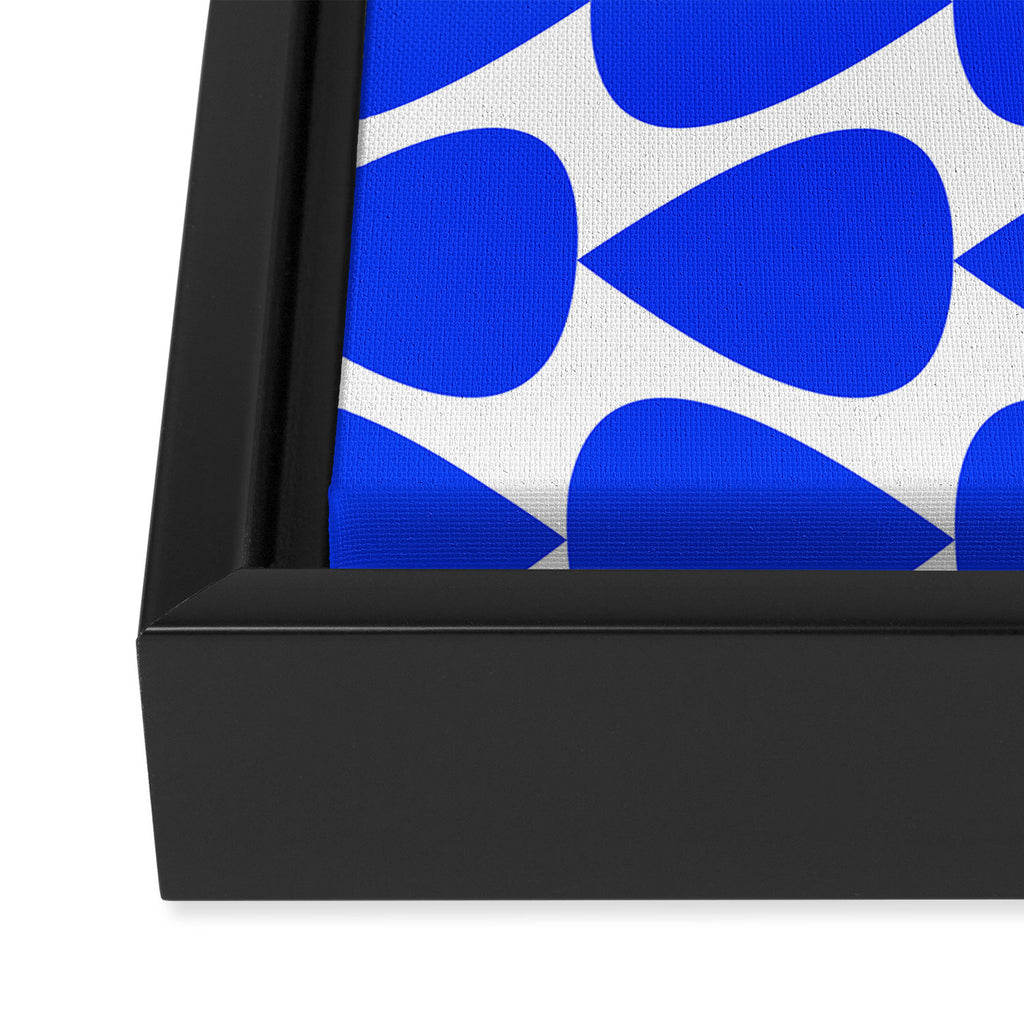 Plectrum Geometric Minimalist Pattern in Electric Blue and White Framed Canvas Print Gallery Image 3