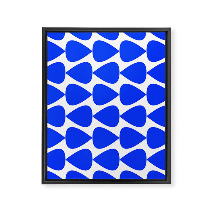 Plectrum Geometric Minimalist Pattern in Electric Blue and White Framed Canvas Print Gallery Image 1