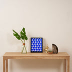 Plectrum Geometric Minimalist Pattern in Electric Blue and White Framed Canvas Print Gallery Image 4